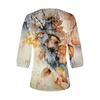 Women's Puff  3/4 Sleeve Tunic Tops Pleated Neck Blouses Casual Loose Spring And Summer T-Shirts