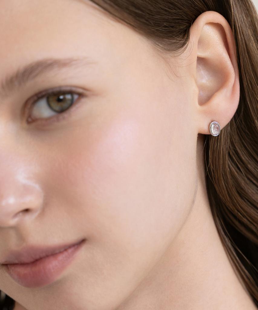 Tatiana (Silver 925) Oval Gem Earrings Ec3267
