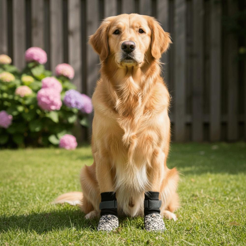 4 pieces/set Paw Pattern Anti-Slip Dog Socks Wear Resistant Anti-licking Dog Shoes Socks Adjustable Warm Pet Knitted Socks