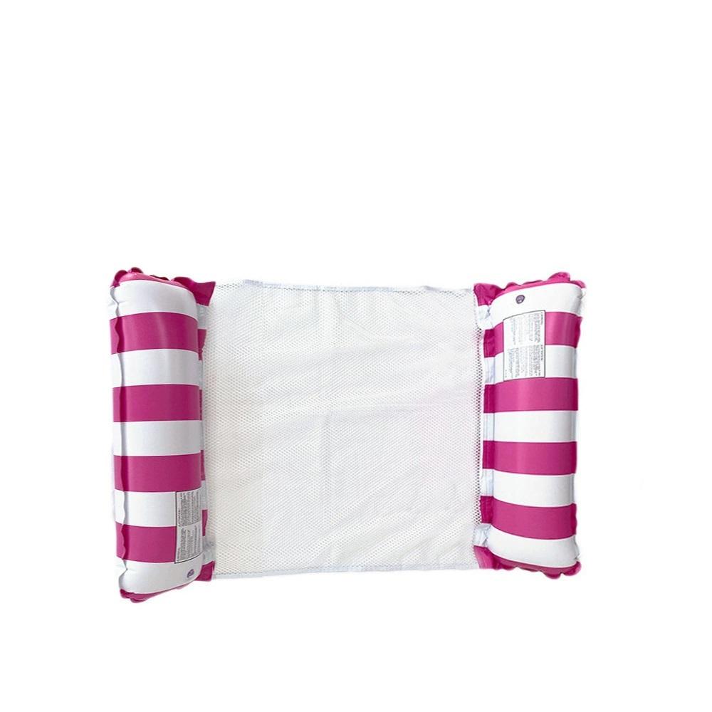 Foldable Striped Inflatable Lounge Chair, Suitable For Swimming Pool Parties And Beach Leisure Floating Beds With Net Backrest