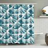 Unique Blue White Ocean Wave Shower Curtain For Bathroom Decor Printed Waterproof Fabric Bath Mat Cover With Rings Set (180X245C