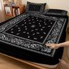 3pcs Retro Black Wave Pattern Print Coreless Bed Sheet Set Multiple Sizes Soft Bedcover Bedroom Bedding Decoration