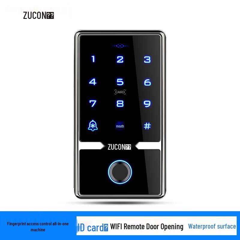 ZUCON Outdoor Waterproof Fingerprint & Card Access Control System with WiFi CN plug (adapter included)