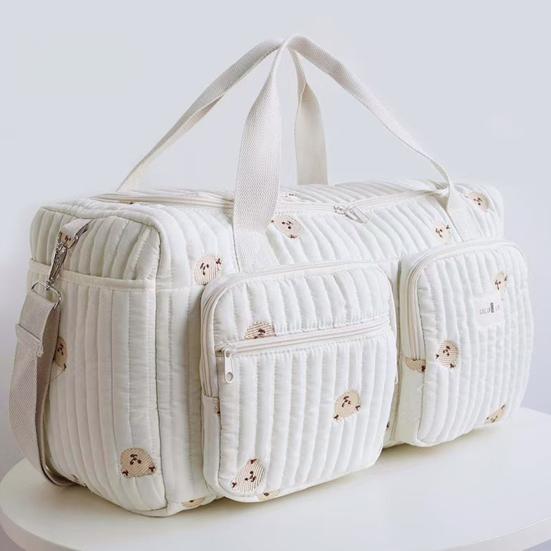 Bolsa de Fraldas Acolchoada Leve Grande Capacidade Padrão de Urso Bolsa para Mamãe com Alças de Ombro Acolchoadas Alça Superior Organizador Espaçoso