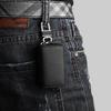 Lychee Grain Cowhide Key Case with Zipper - Pure Black