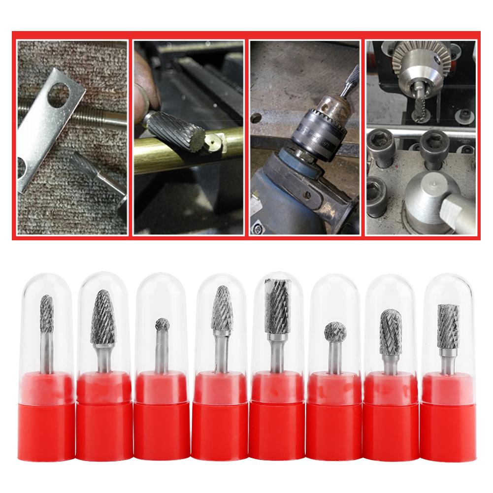 8Pcs Double Cut Tungsten Steel Carbide Rotary Burr Die Grinder Bit Tool Set