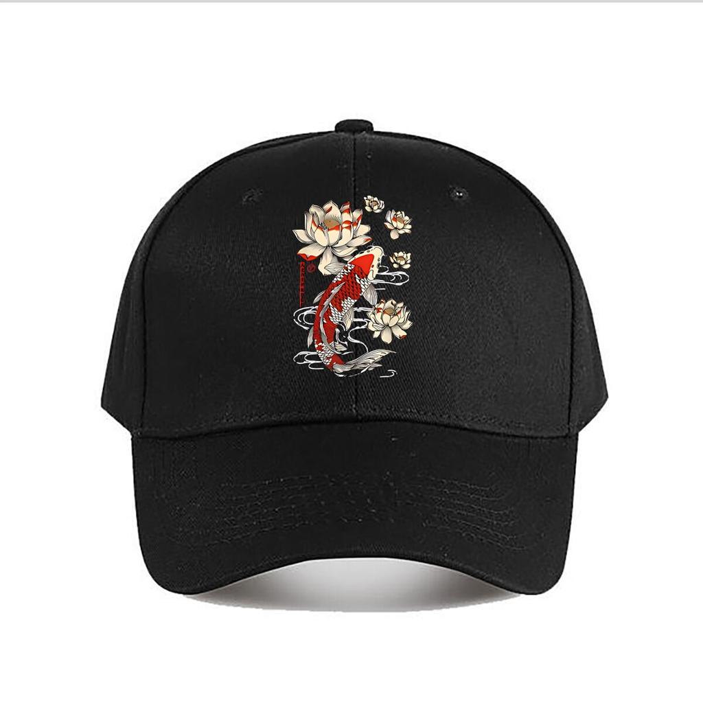 Japanese Koi Fish Lotus Canvas Wall Art Baseball Cap Fashion Unisex Sunhat Womens Outdoor Sports Snapback Cap