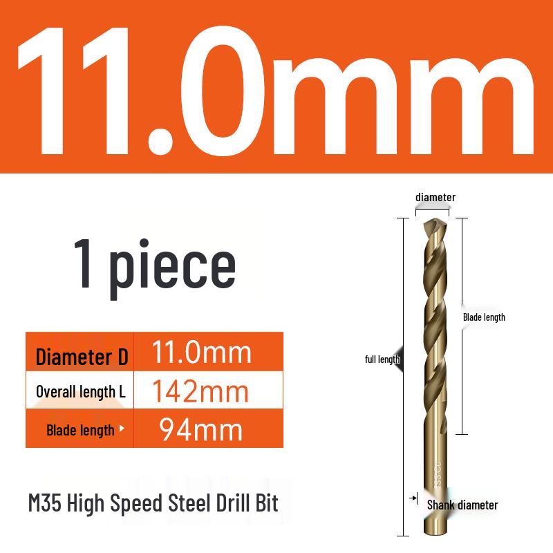 M35 Cobalt Twist Drill Bits Set for Stainless Steel, High Hardness, Straight Shank, Hand & Electric Drills