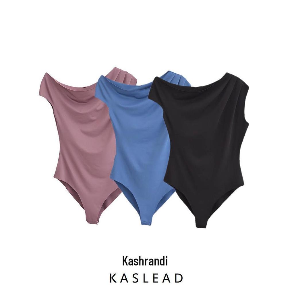 Spring 2025 Women's European & American Style Pleated Slimming Bodysuit