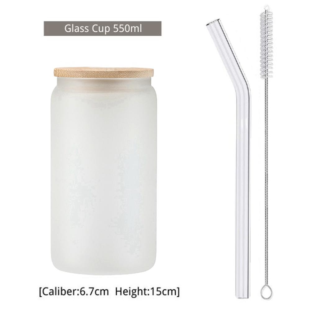 550ml/400ml Glass Cup with Lid and Straw Transparent Reusable Coke Cup Juice Glass Beer Can Milk Mocha Cups Mug Drinkware