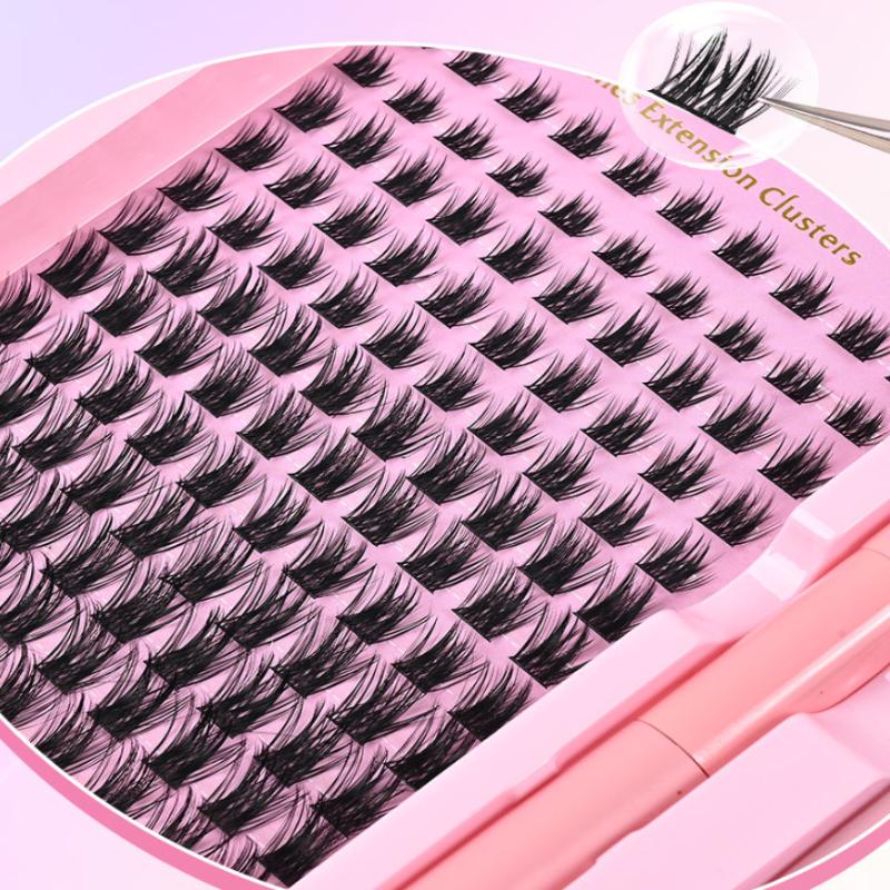 Single Cluster Diy Lash Extension Kit Natural Volume Includes Eyelash Tweezers Bonding Glue For Salon-Quality Results At Home
