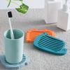 1pc Creative Silicone Drain Soap Box Bathroom Soap Tray Washstand Soap Holder Silicone Soap Box Simple Drain Soap Dish