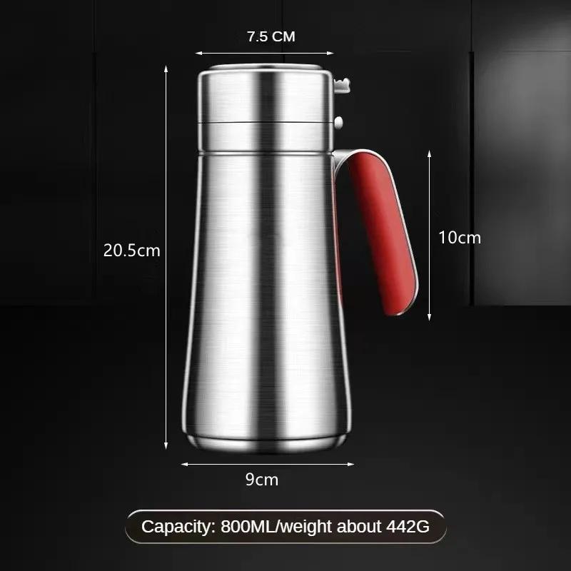 800ML 304 Stainless Steel Oil Pot Kitchen Oil Tank Container Dustproof Condiment Bottle Oil Tank Dispenser Kitchen Tool