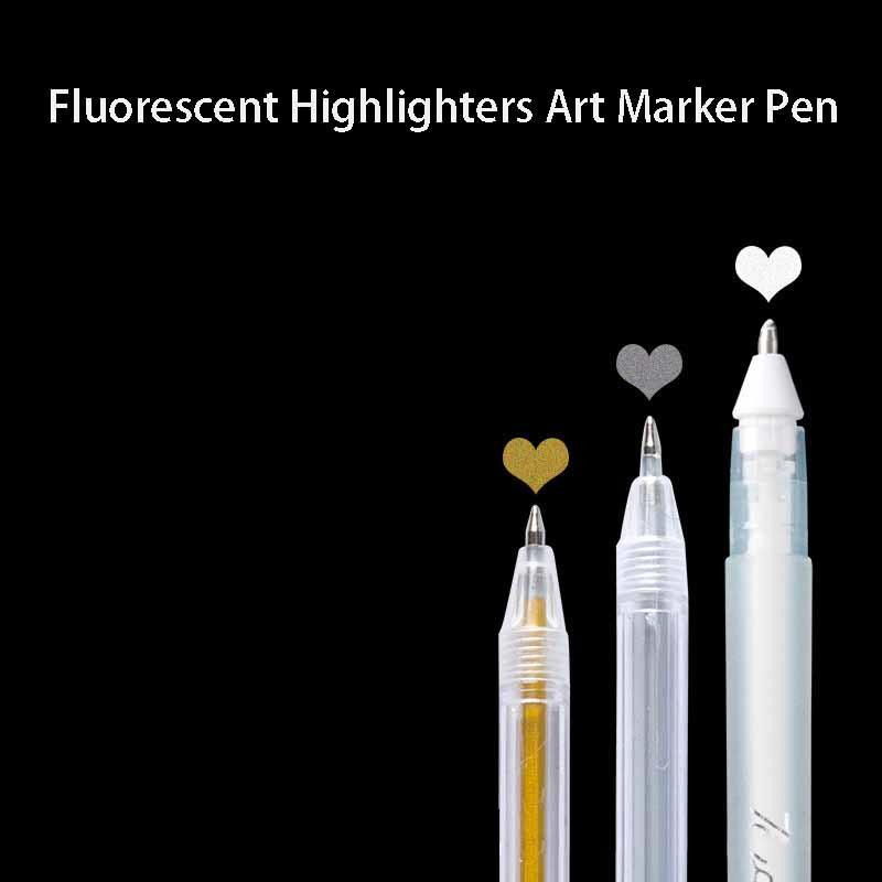 3 Stück Fluoreszierende Textmarker Kunstmarker Set Lebhaft DIY Skizzieren Kritzeln Büro- & Schulbedarf Zeichenwerkzeug