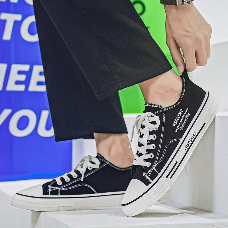 New Men's Fashion Low Top Skateboarding Canvas Breathable Shoes Students Boys Male Casual Comfortable Soft Sole Trending Sneakers