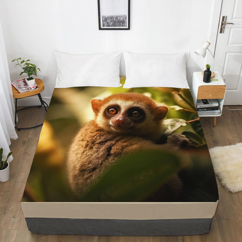 Animal Pattern Fitted Sheet 3D Printed Mattress Cover Elastic Band Bed Sheet Bedding Single Piece