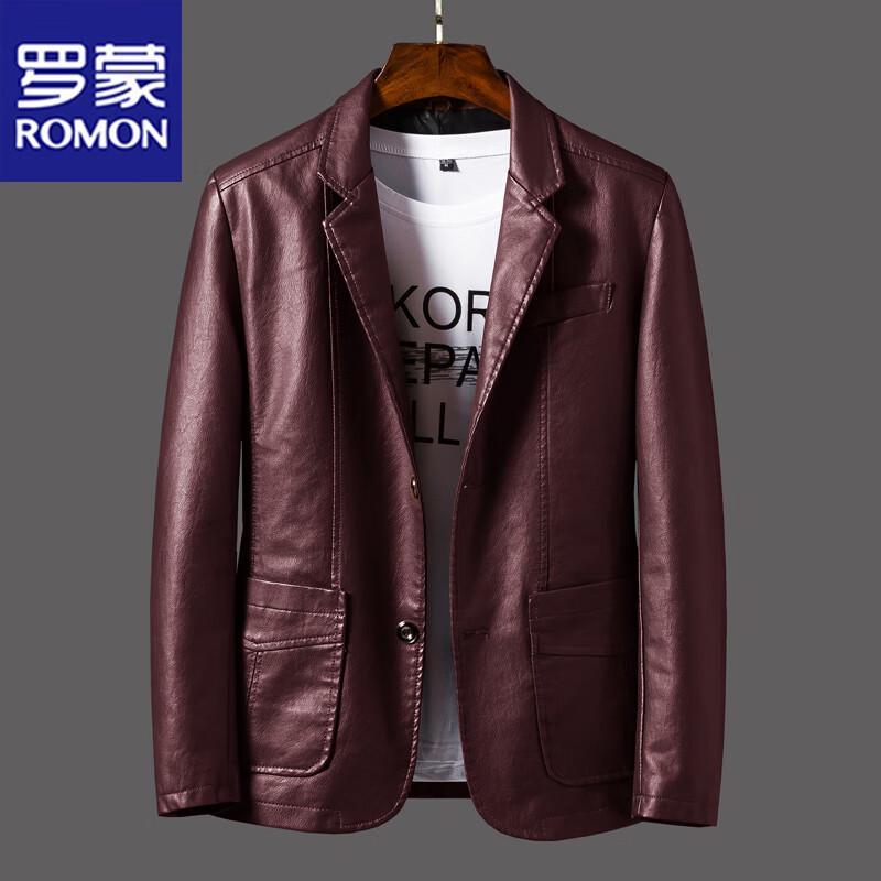 ROMON Men's Fashion PU Leather Jacket