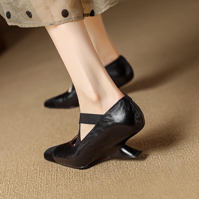 New Spring Summer Genuine Leather Women Shoes Square Toe Shallow Women Pumps Mary Jane Shoes for Women Horsehair Ladies Shoes