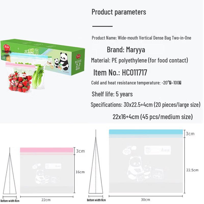 MARYYA Stand-Up Wide-Mouth Food Storage Bags
