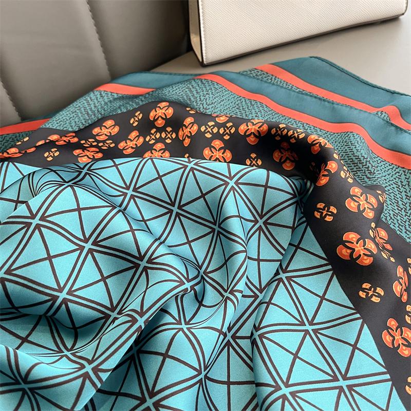 Design Satin Silk Shawl Hijab Scarf Women Fashion Summer Sunscreen Beach Stole Wraps Bufanda Female Headkerchief Echarpe