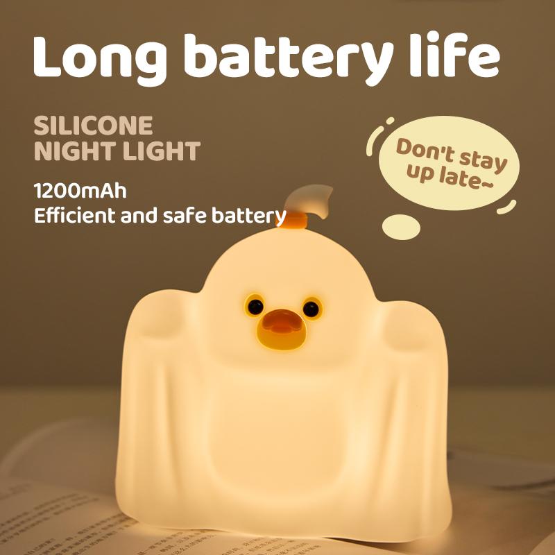 Silikon Weiches Geist Ente Nachtlicht USB Wiederaufladbar Touch-Steuerung Dimmbare Nachttischlampe für Kinderzimmer Kinder Babys Geschenk Dekor
