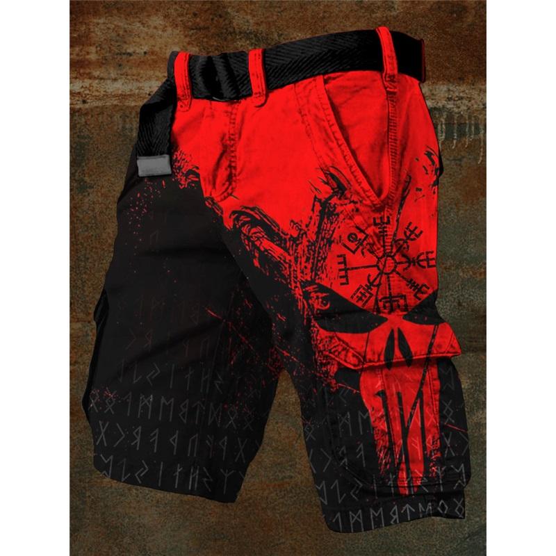 Men's Summer New Style European And American Style Halloween 3D Digital Printing Exaggerated Shorts Zipper Strange Pants