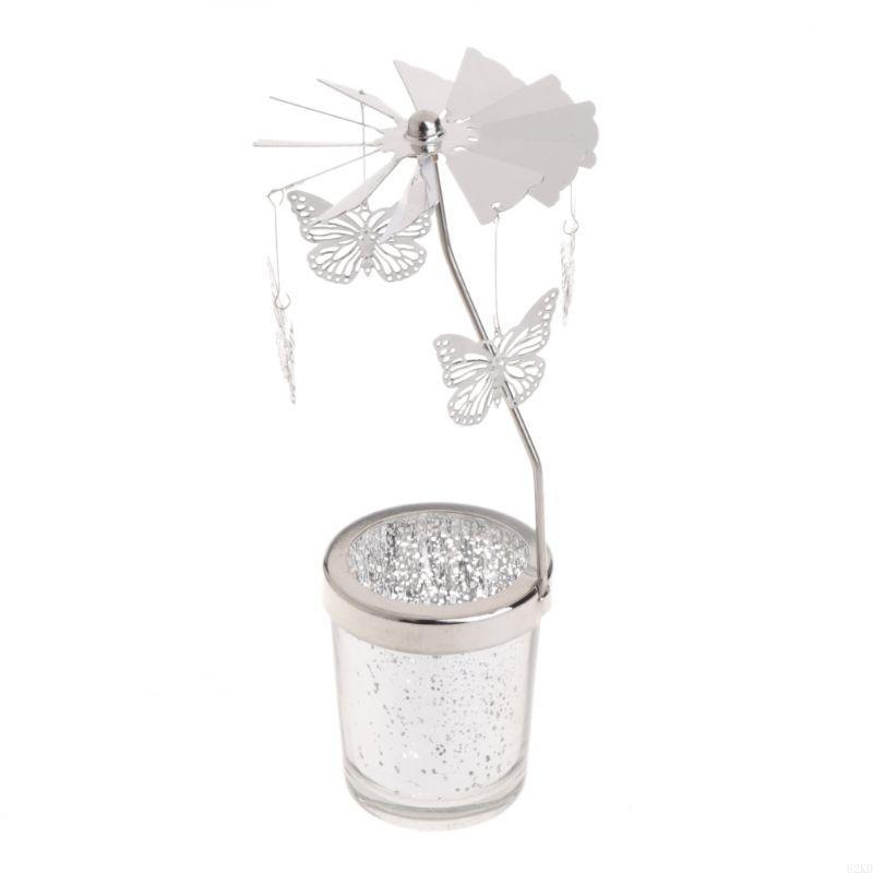 62KD Rotating Tea Light Holder Spinning Tealight Stand Candleholders Wedding