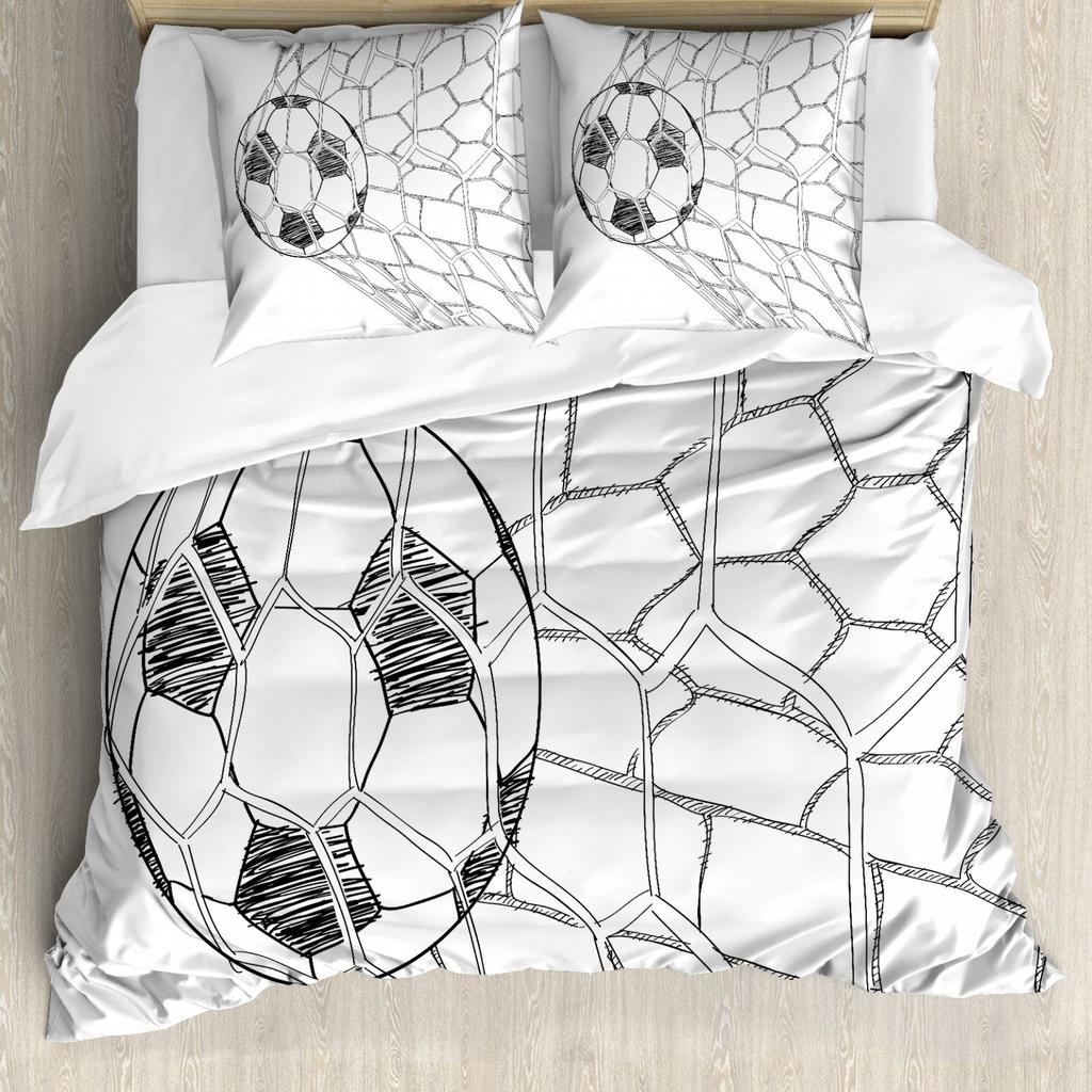 Zestaw pościeli piłkarskiej 3D Sportowa poszwa na kołdrę Poszewka na poduszkę 2 lub 3 sztuki AU140 * 210 Dekoracja pokoju chłopięcego
