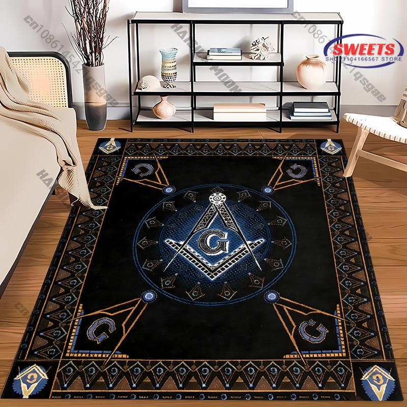 Multi Size M Freemas0nry Theme Printed Carpet New Release! Rug for Living Rooms Bedrooms, Office Areas, Machine Washable Mat
