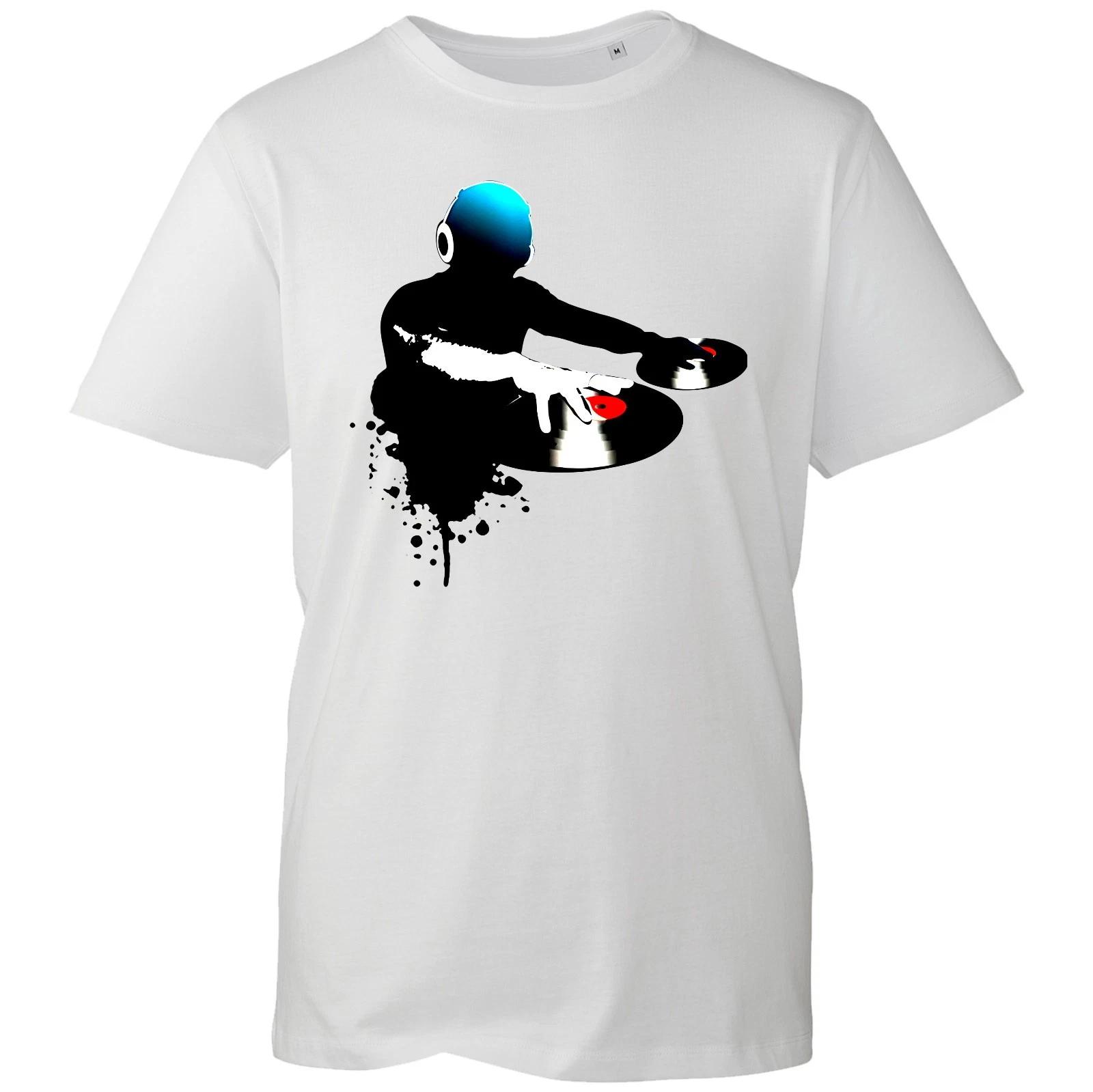 Dj Paint Splash Men s T shirt Cool Vinyl Records Dj Music Gift Musician Top 4XL