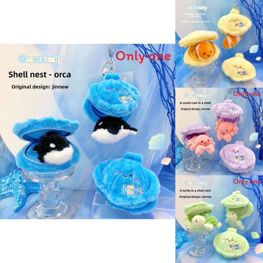 Ocean Family Shell Cozy Plush Keychain With Turtle Octopus Crab Designed In Shells For Kids And Collectors