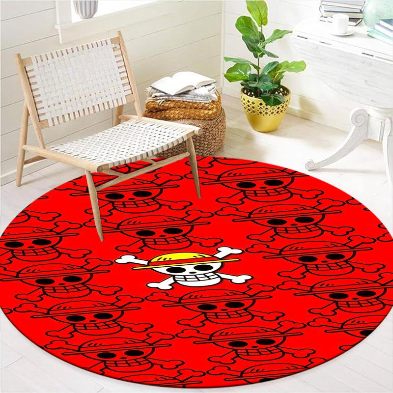 One Piece Straw Hat Pirates Round Area Rug Carpet Rug For Living Room Bedroom Sofa Playroom Decor Nonslip Floor Mat