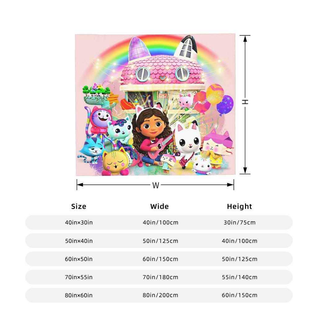Pink Gabby Dollhouse Blanket Coral Fleece Plush Cute Cartoon Ultra-Soft Throw Blanket for Bedding Couch Bedspread