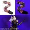 Tracolla per chitarra con stampa a motivo fluorescente e estremità in pelle PU, larghezza 5 cm, regolabile per chitarra e basso