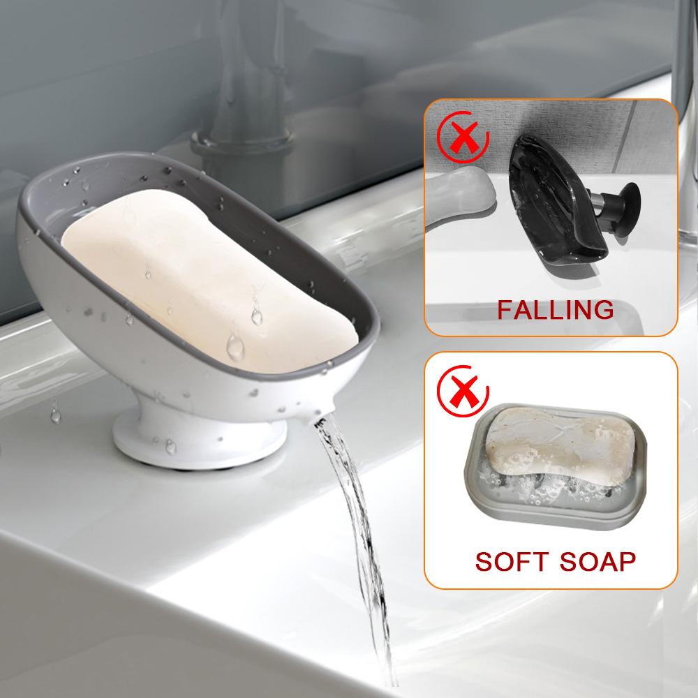 Super Suction Cup Soap Dish with Drain Water For Bathroom Soap Holder Kithcen Sponge Holder Soap Container Bathroom Supplies