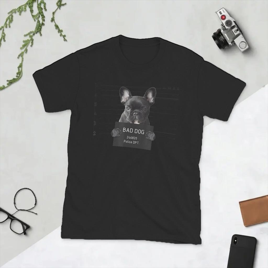 French Bulldog Bad Dog French Prison Dog French Mom Dad Unisexs T Shirt Funny Tee Shirt Short Sleeve TShirt 100 Cotton Clothing