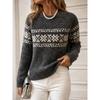 Nordic Vintage Geometric Jacquard Loose Fit Long Sleeve Pullover Sweater For Women
