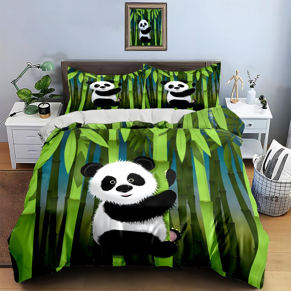 Panda bamboo design. Bedding Duvet cover sets Duvet covers Pillowcases gifts (1 * Duvet Cover 2 * Pillowcases, without duvet insert)
