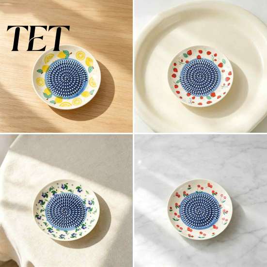 Piatto Grattugia Pomodoro Piatto Aglio in Ceramica, Grattugia Manuale Frutta Zenzero Formaggio, Disco di Macinazione Sicuro Tritatutto da Cucina Multifunzione Piatto per