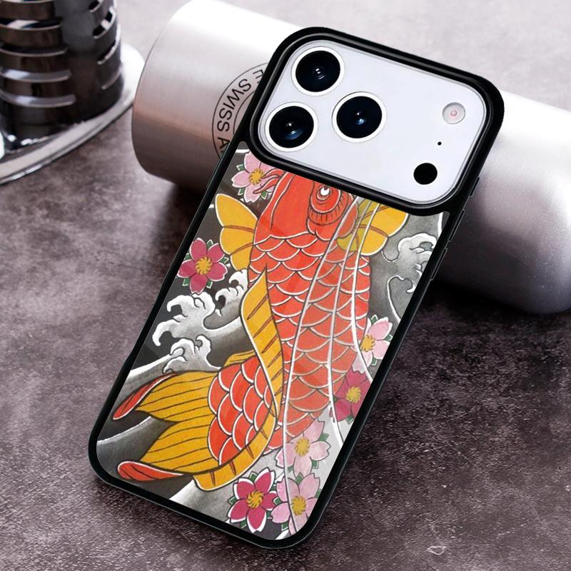 Japanese Koi Fish Phone Case for iPhone 17 16 15 Pro Max Air 14 13 12 11 Plus Shockproof Cover