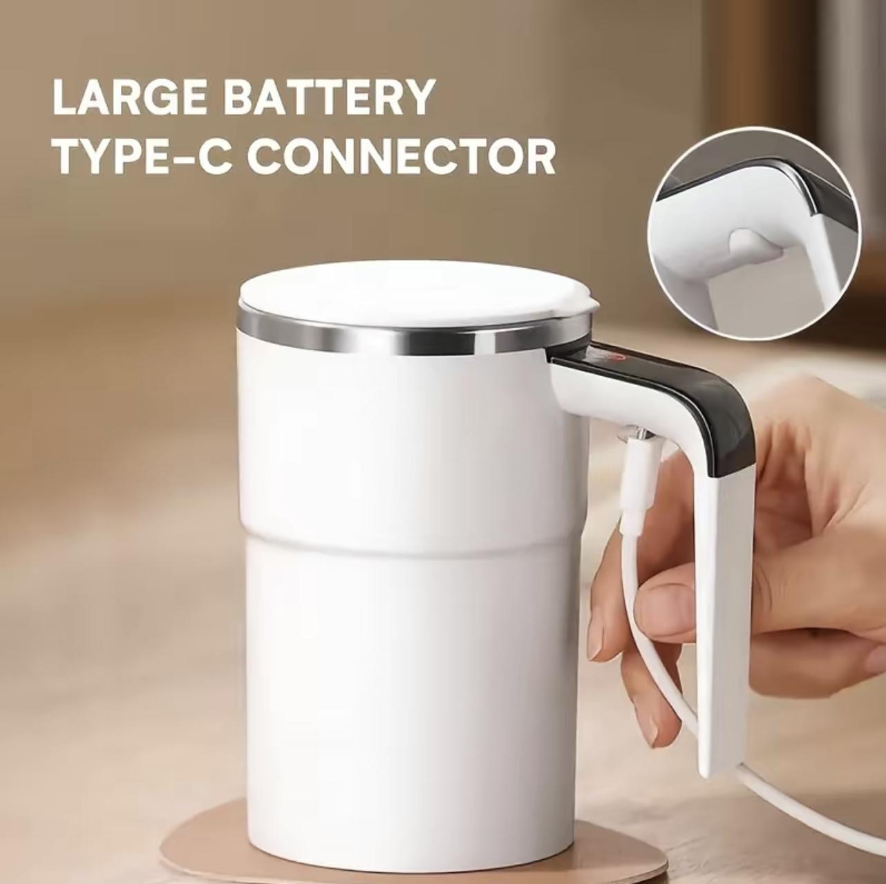 Mug à café électrique auto-mélangeur 380 ml IP67 étanche Mug à café mélangeur Chargement USB Affichage numérique Tasse magnétique automatique 301-400ml blanc