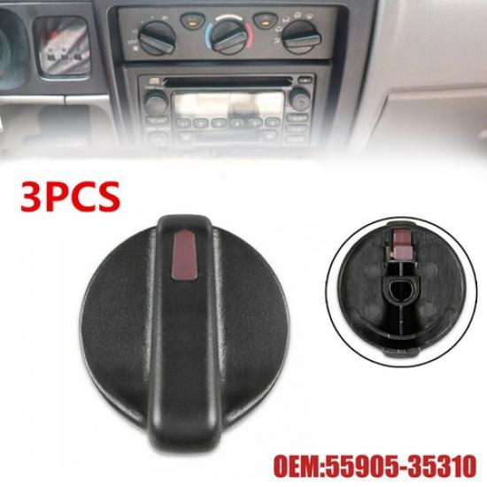 3PCS ABS Car A/C Heater Control Knobs For Toyota Tacoma 1995-2004 55905-35310