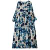 Round Neck Loose Fitting Women's Printed Long Sleeved Dress