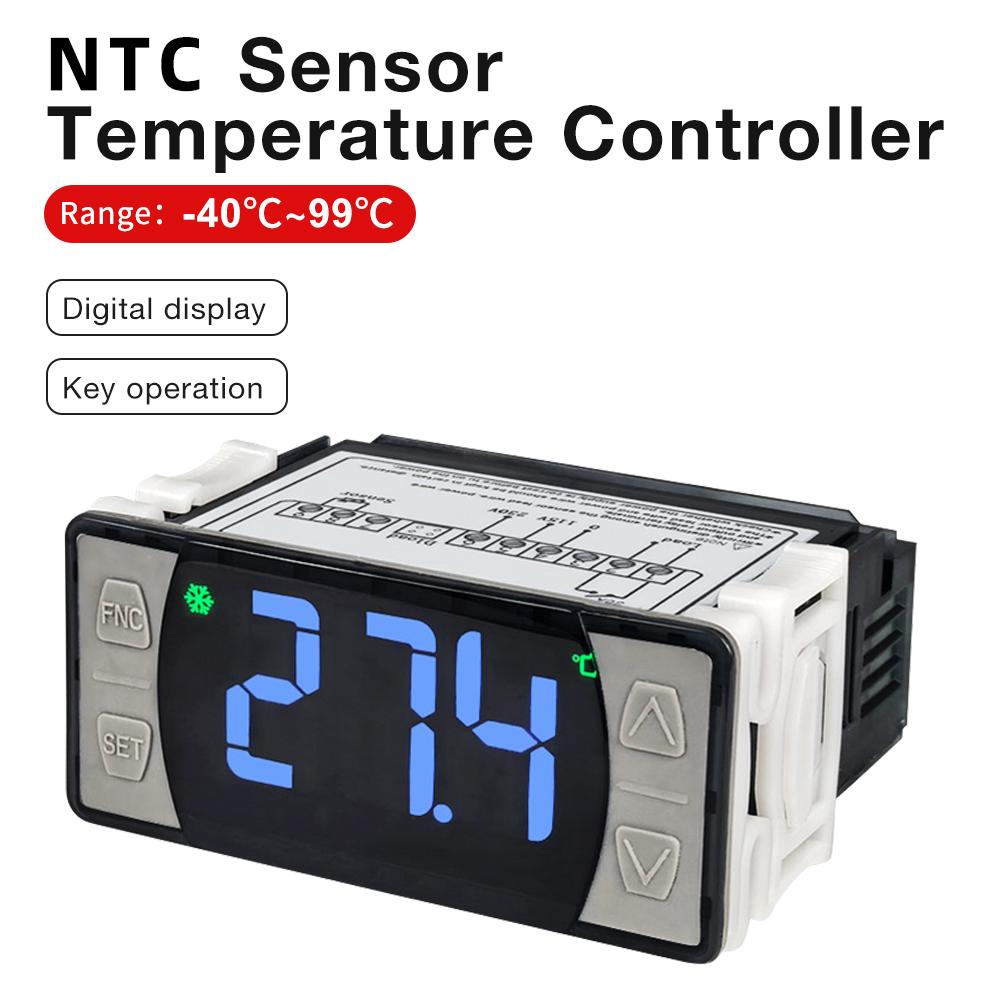 LCD Touch Screen Temperature Controller Microcomputer Thermostat Switch with NTC Sensor for Heating Cooling Defrosting 220V