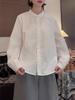 Korean-Style Women's White Lapel Long Sleeve Shirt - Autumn/Winter Layered Loose Fit Fashion Top
