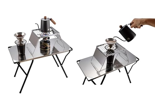 Captain Stag UF-38 Trivet, Dripper Stand, Grill Stand, Single Dripper, 6 Adjustable Heights, Wind Shield, and Storage Bag