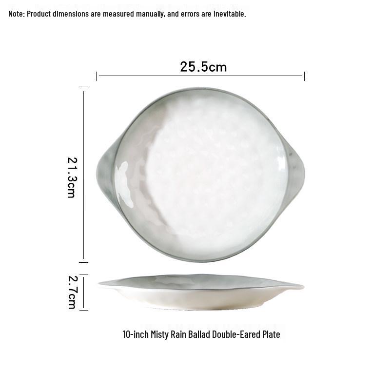 10-Inch Nordic Ink Wash Double-Handled Breakfast & Fish Plate 1 Double-handled Breakfast Plate