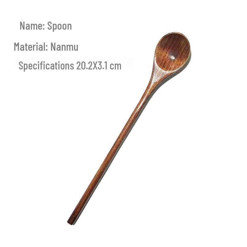 Camphor Wood Multi-Purpose Spoon Set: Coffee, Milk Tea, Honey, Dessert, Soup & Fork for Adults and Children.