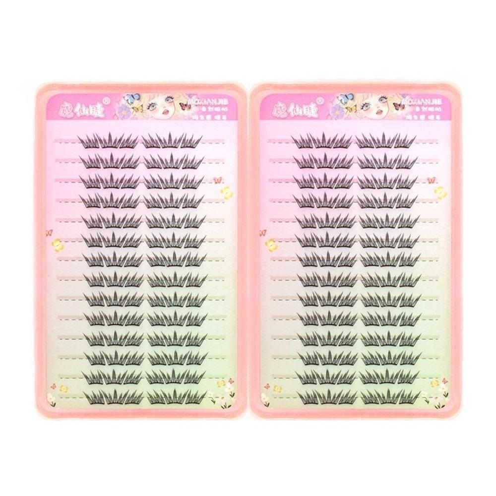 Black Color DIY Fake Lash Natural Style False Eyelashes New Glue Free Eyelashes for Idol Girls B