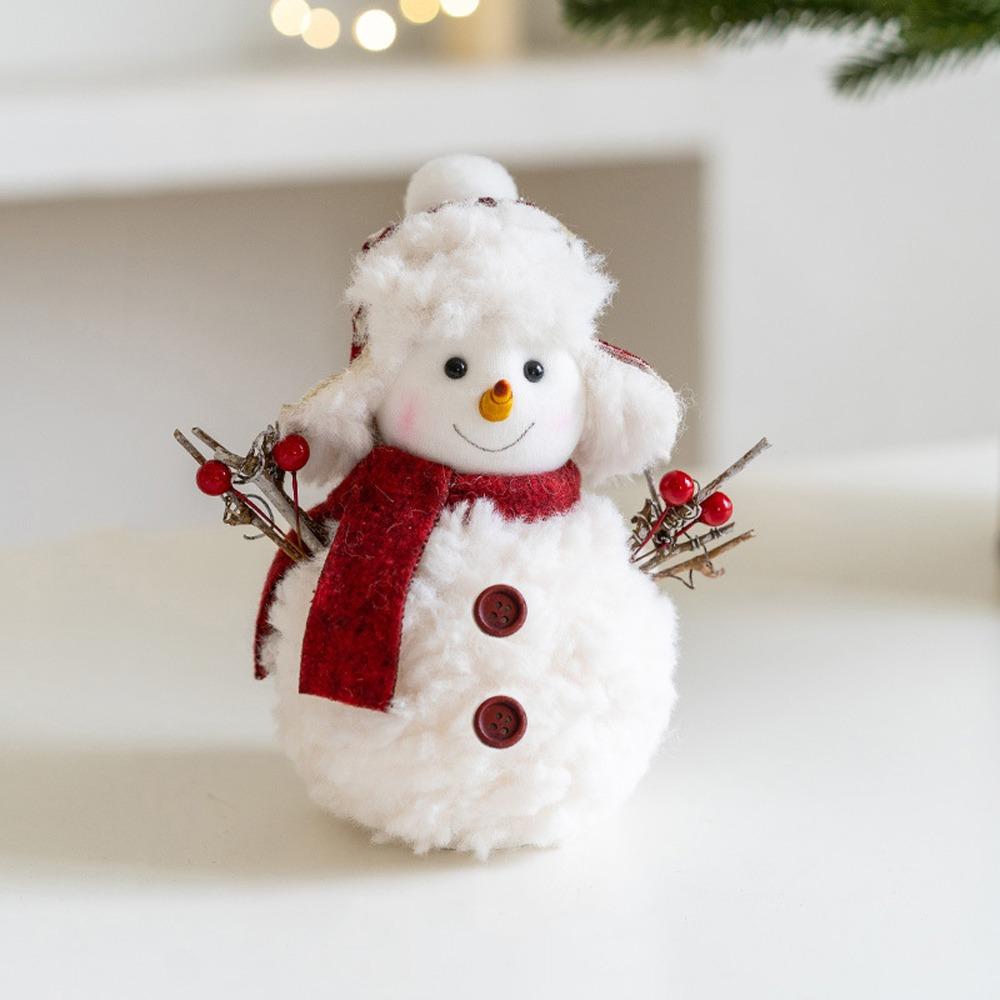 Round Hat Christmas Snowman Ornaments Knitted Snowman Statue Cute Xmas Decoration  Festivals